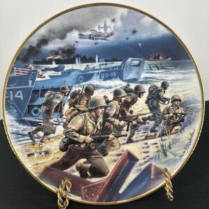 Storming the Beaches of Normandy Plate Franklin Mint Limited Edition #F3926 WWII